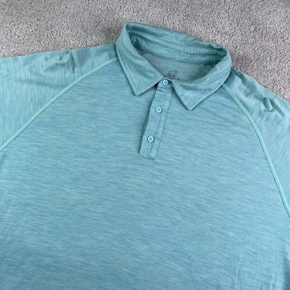 WoolX Polo Shirt Mens XL Blue Heather Merino Wool Blend Performance Hiking